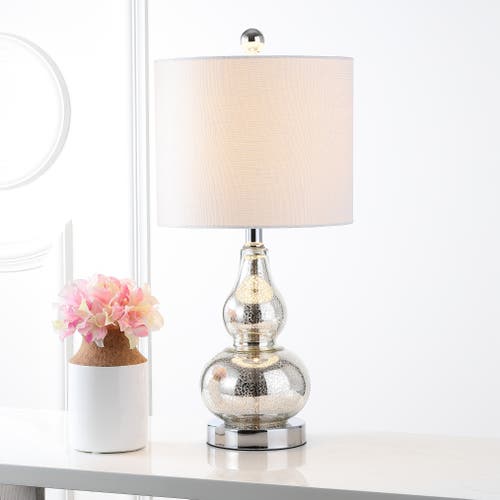 Jonathan Y Anya Mini Glass Led Table Lamp In Mercury Silver