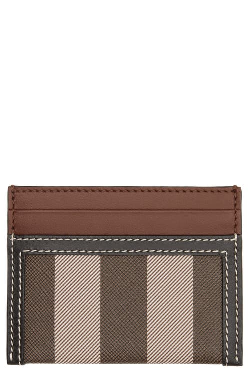 burberry Sandon Check Leather Card Case in Dark Birch Brown at Nordstrom