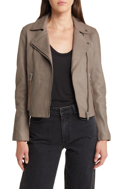 Women's Grey Leather & Faux Leather Jackets | Nordstrom