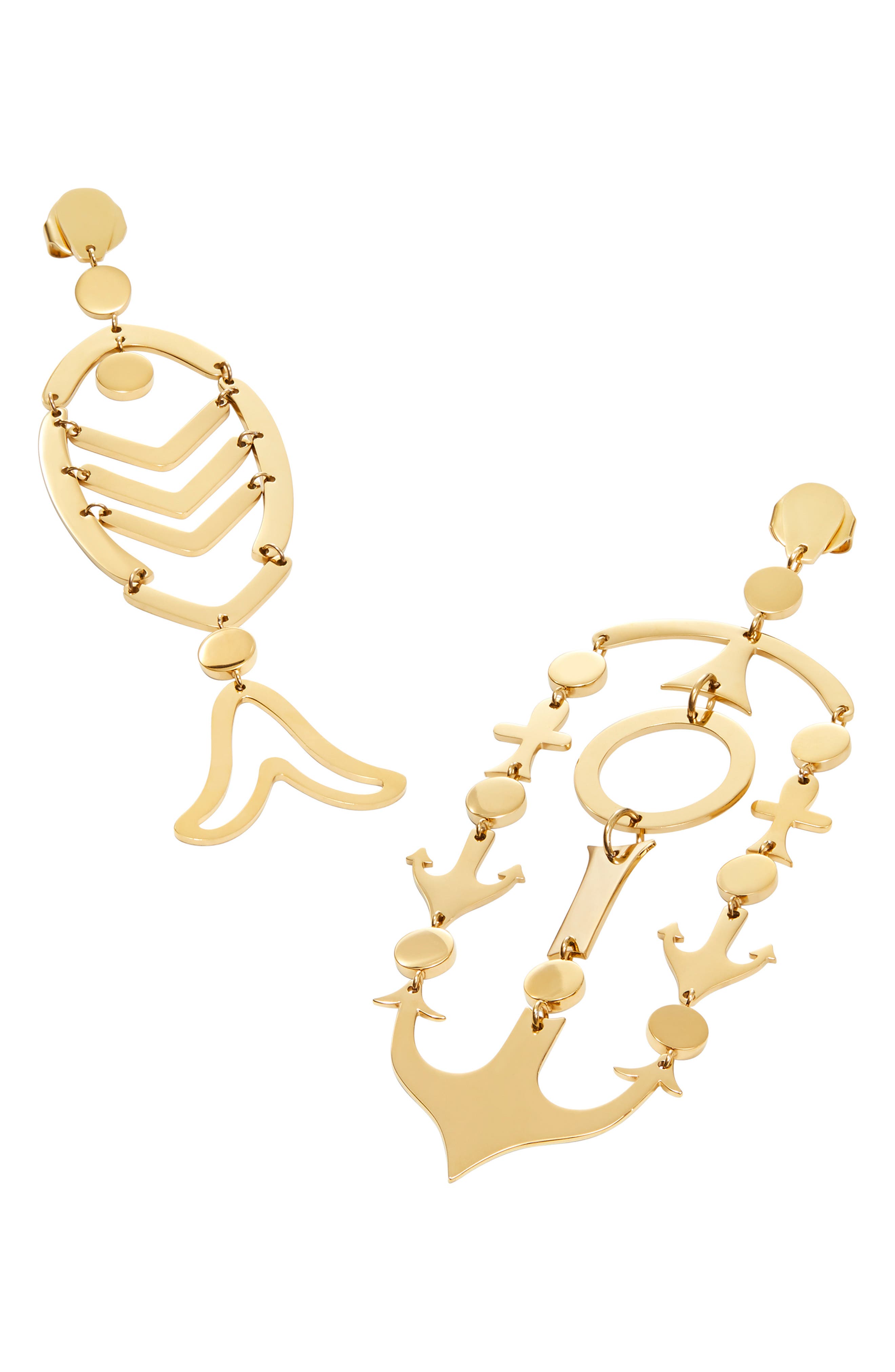 tory burch mismatched fish earrings