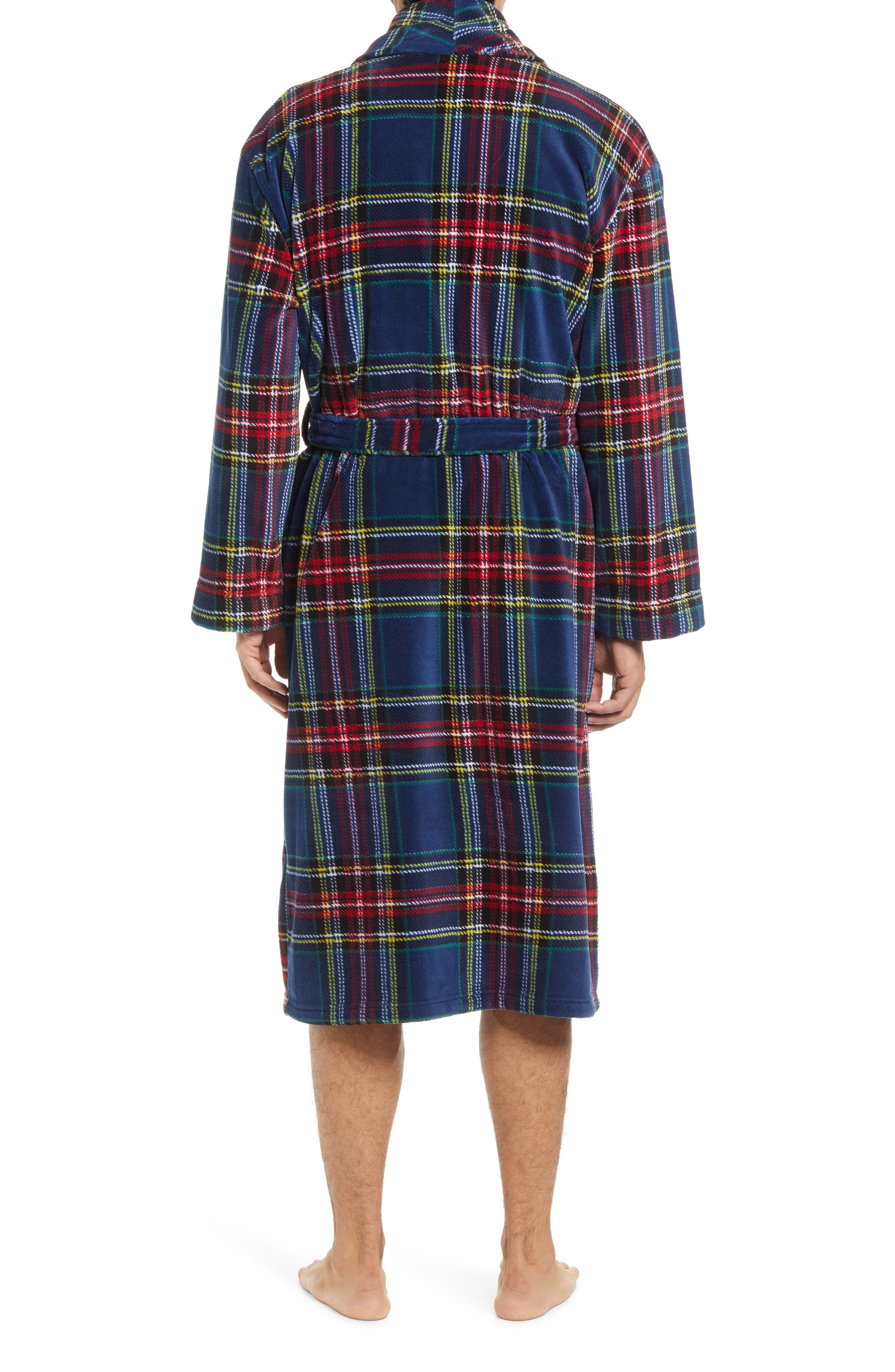 Women's Windsor Tartan Long Robe with Velvet Trim