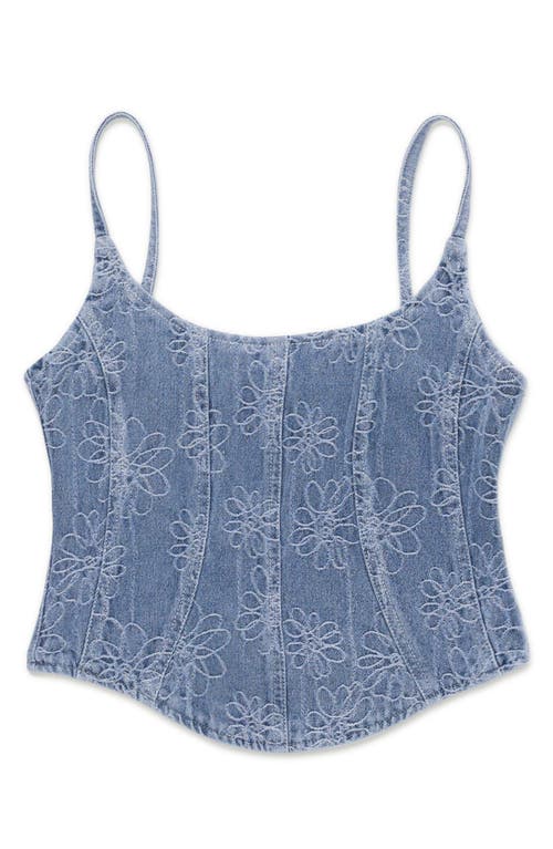 Shop Honor The Gift Embroidered Denim Corset In Light Blue