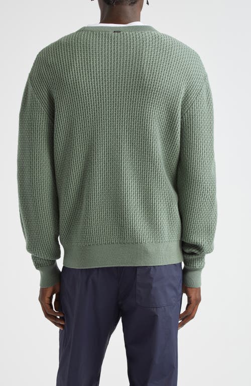 Shop Herno Textured Wool Crewneck Sweater In Sage Green