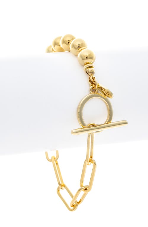 Rivka Friedman Beaded Paper Clip Chain Toggle Bracelet In 18k Gold Clad
