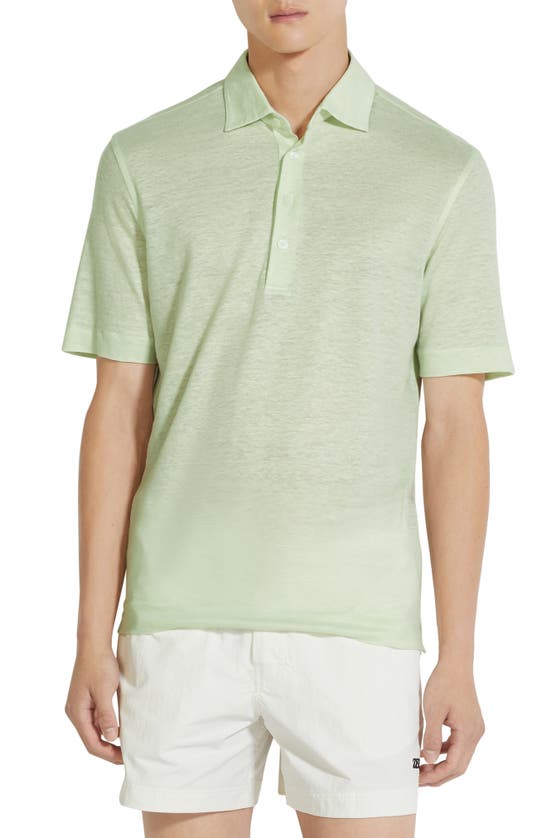 Shop Zegna Linen Polo In Linfa