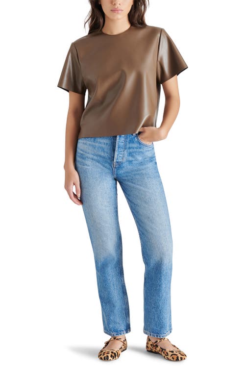 Shop Steve Madden Ezra Faux Leather Top In Coco