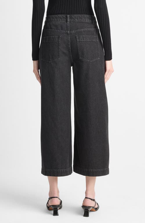 Shop Vince Utility Crop Wide Leg Jeans In Washed Black