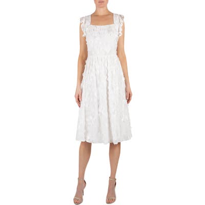 Julia Jordan Romantic Floral Applique Fit & Flare Dress, Ivory