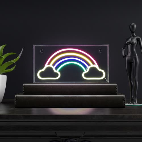 Jonathan Y Rainbow Contemporary Glam Acrylic Box Usb Operated Led Neon Light In Multi Color