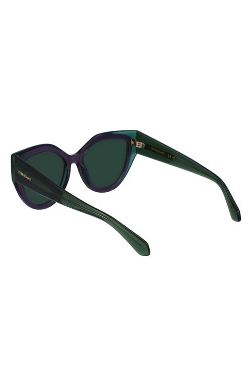 Shop Ferragamo Classic Logo 53mm Cat Eye Sunglasses In Transparent Green/violet