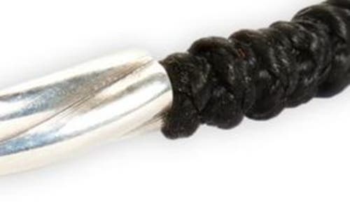Caputo & Co Twisted Tube Macramé Slider Bracelet In Black