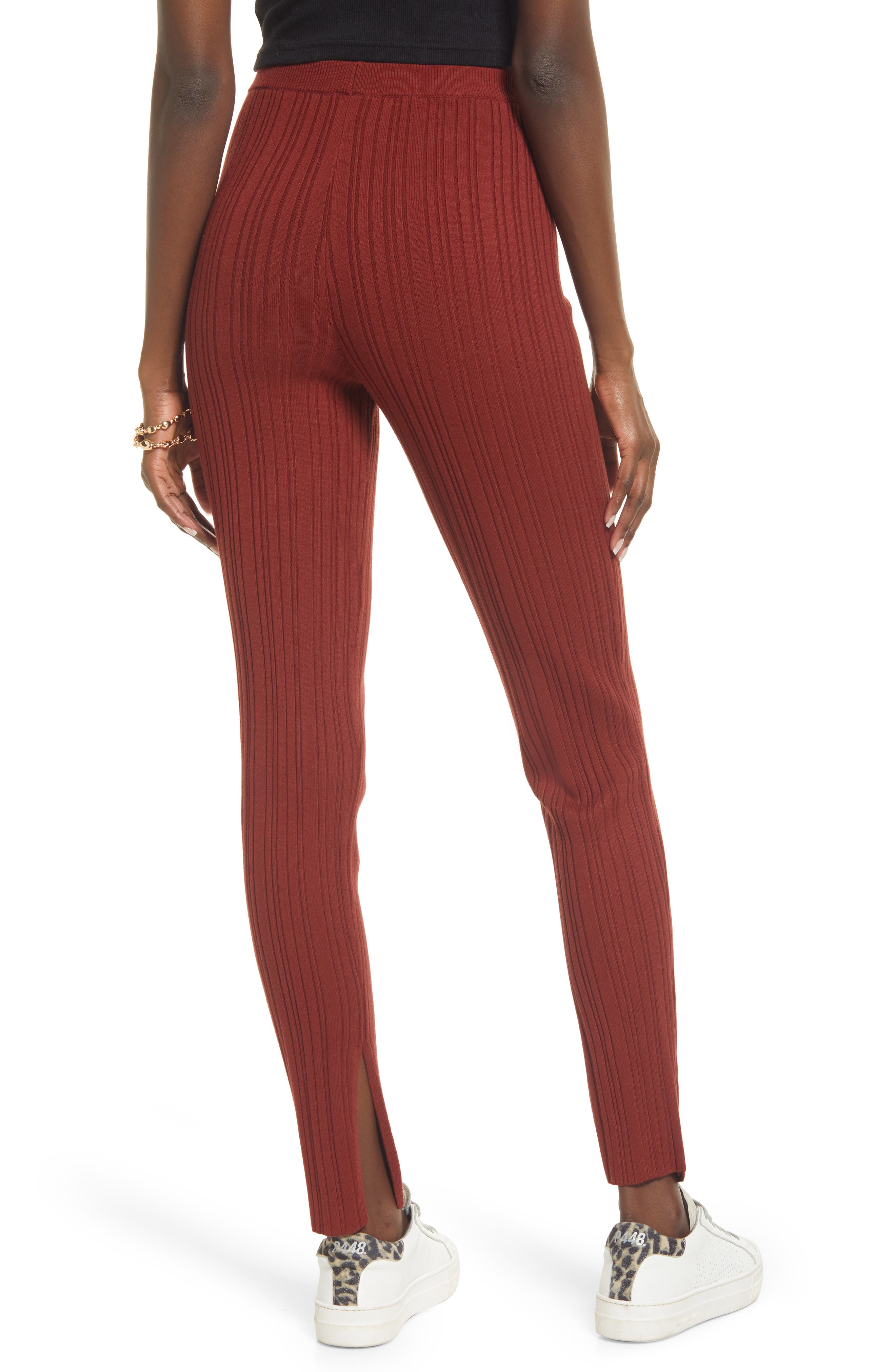 Open Edit Split Hem Sweater Pants in Red Fire at Nordstrom, Size Large