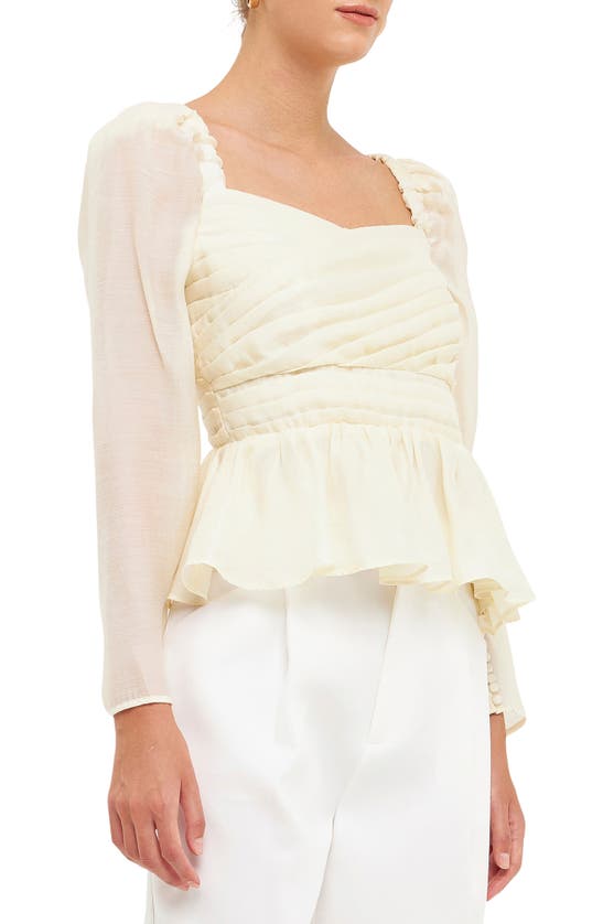 ENDLESS ROSE ENDLESS ROSE PLEATED PEPLUM BLOUSE