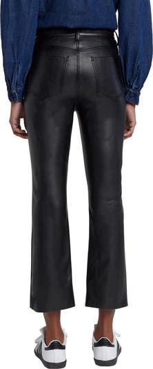 High Waist Slim Kick Faux Leather Flare Pants