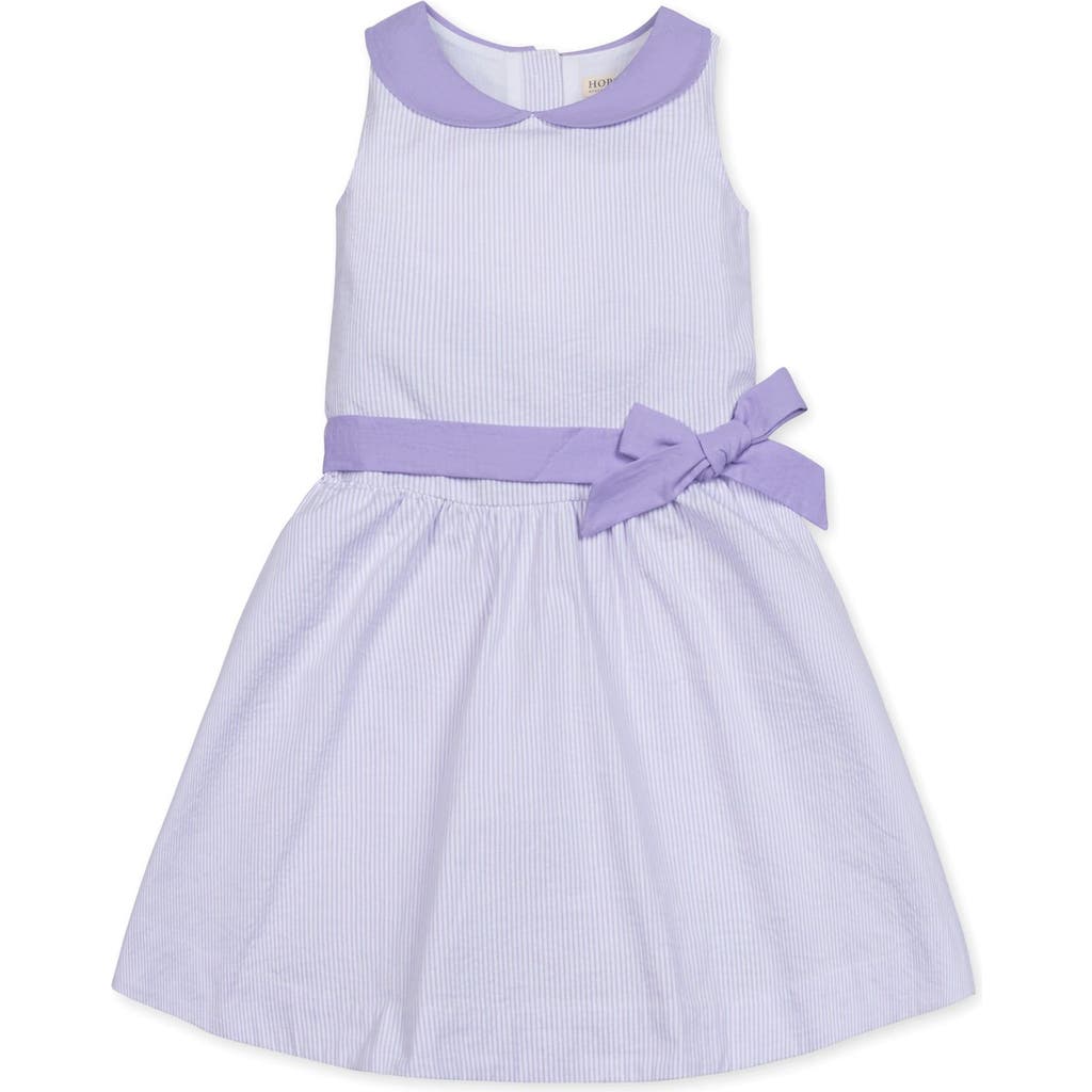 Hope & Henry Girls' Peter Pan Collar Seersucker Dress, Kids In Lavender Seersucker