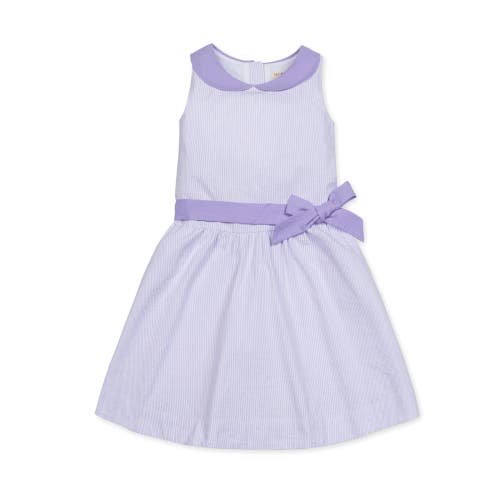 Hope & Henry Girls' Peter Pan Collar Seersucker Dress, Toddler In Lavender Seersucker