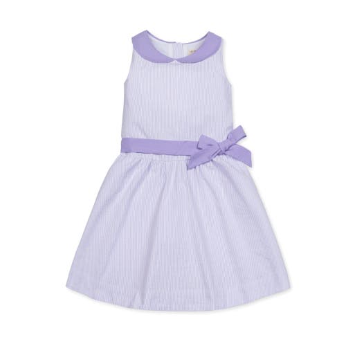 Hope & Henry Kids'  Girls' Organic Seersucker Peter Pan Collar Dress, Toddler In Lavender Seersucker