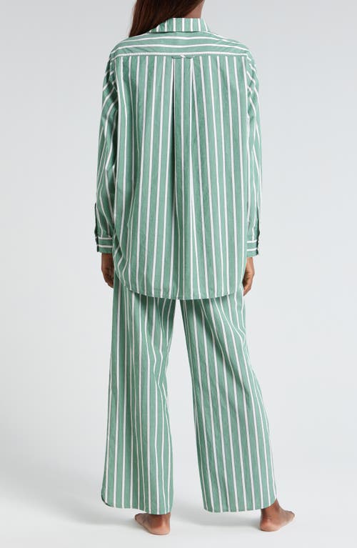 Lunya Airy Cotton Long Sleeve Pant Set Giverny Stripe In Giverny Stripe