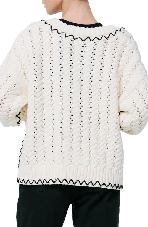 Shop Ciebon Joan Oversize Open Stitch Cardigan In Cream