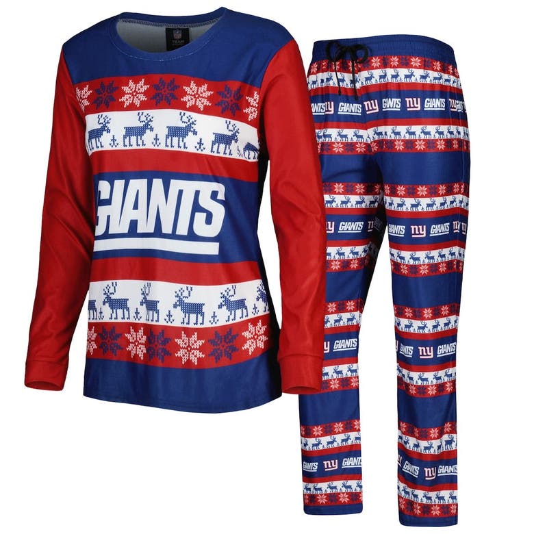 Foco Royal New York Giants Holiday Ugly Pajama Set