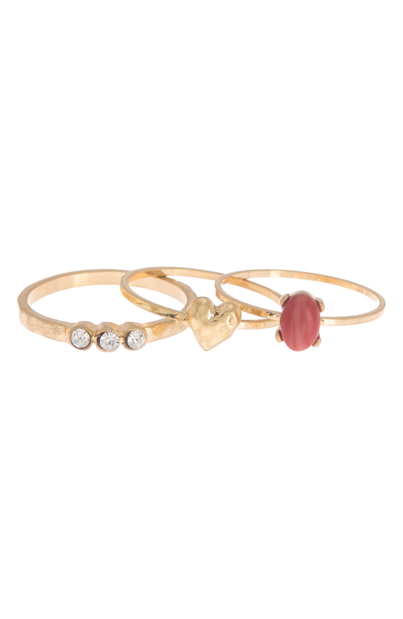 Melrose And Market Stone & Cyrstal Embellished Rings In Pink Multi- Gold