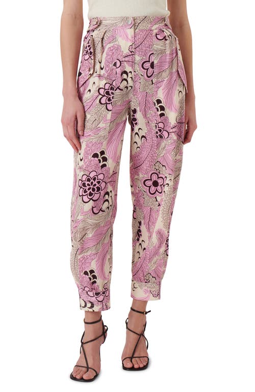 Shop Derek Lam 10 Crosby Atticus Floral Tapered Utility Pants In Pink Multi