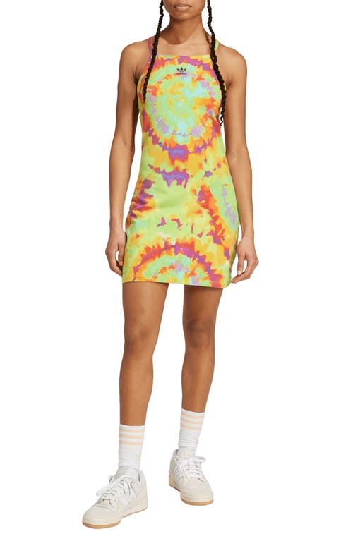 adidas Tie Dye Stretch Cotton Dress Yellow/Multicolor at Nordstrom,