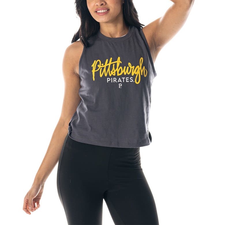 Shop The Wild Collective Charcoal Pittsburgh Pirates Side Knot Tank Top