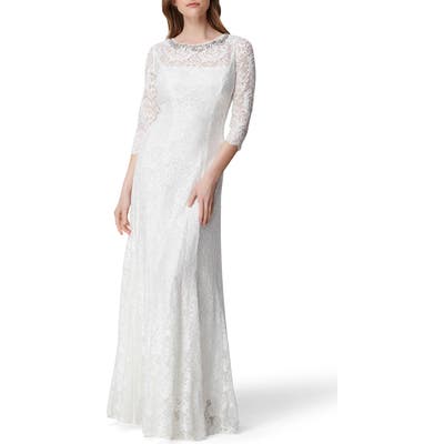 Tahari Embellished Lace Gown, Ivory