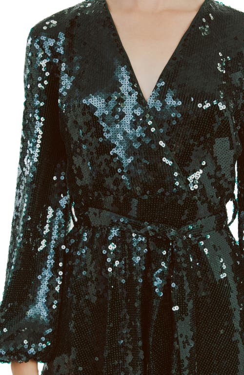 Bardot Bellissa Sequin Long Sleeve Minidress In Greenlake