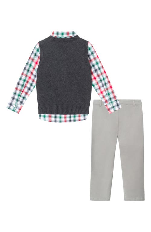 Andy & Evan Boys' Plaid Buttondown W/charcoal Sweater Vest & Bowtie - Little Kid, Big Kid In Wha