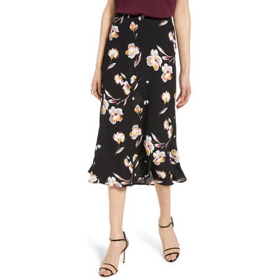 Halogen Bias Cut A-Line Skirt, Black