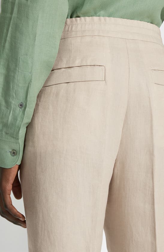 Shop Zegna Oasi Linen Drawstring Trousers In Iuta Beige