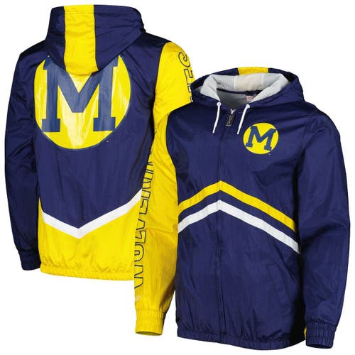 Men's Mitchell & Ness Navy Michigan Wolverines Undeniable Full-Zip Windbreaker Jacket