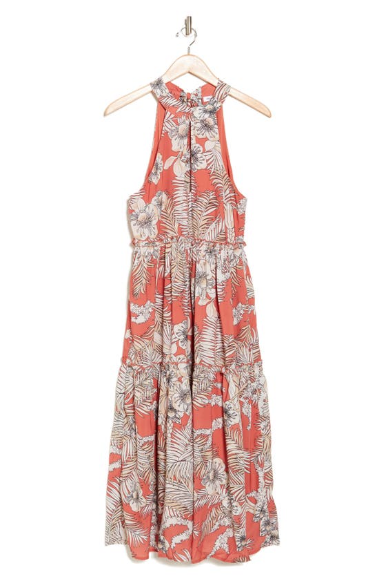 Shop Area Stars Tropical Halter Dress In Coral Ivory