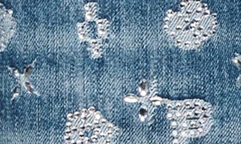 Shop Purple Brand Bling Rhinestone Detail Wide Leg Jeans In Mid Indigo
