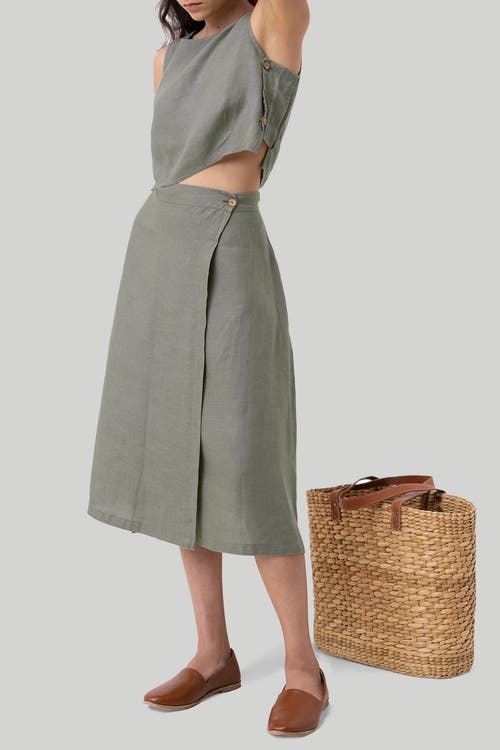 Shop Reistor Overlap Midi Skirt In Dark Green