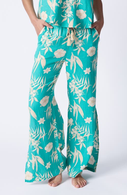 PJ Salvage Tahitian Tropics Cotton Gauze Pajama Pants Sea Green at Nordstrom,