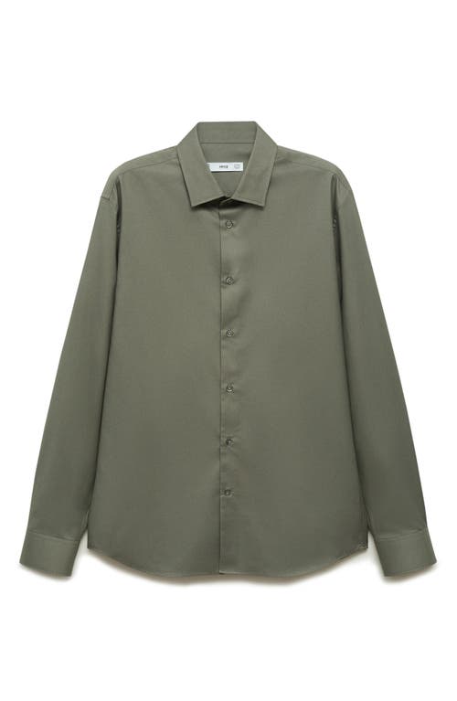 Shop Mango Regular Fit Cotton Button-up Shirt In Green