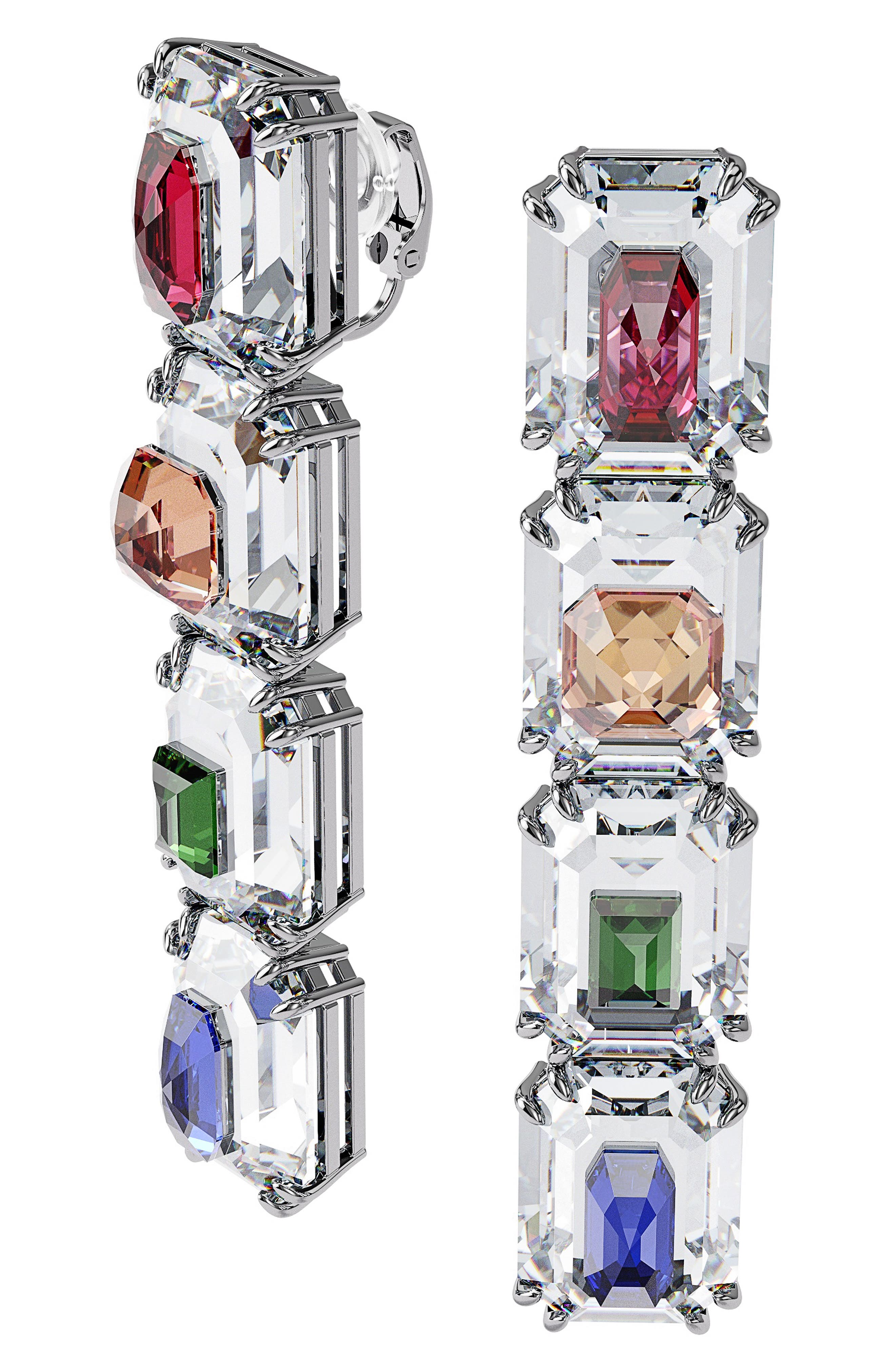 Swarovski Chroma Crystal Drop Clip Earrings in Multicolored at Nordstrom