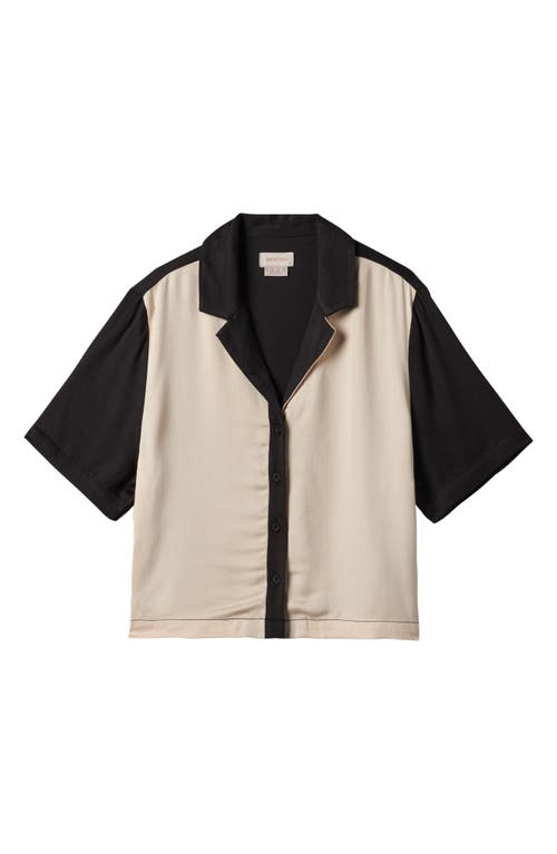 Brixton Colorblock Camp Shirt In Washed Black/whitecap