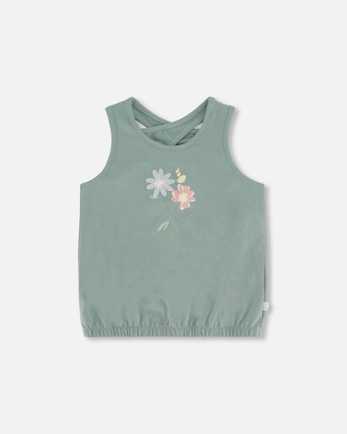 Deux Par Deux Girl's Organic Cotton Tank Top With Print Olive Green at Nordstrom