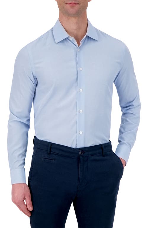 Report Collection Slim Fit Check Print Performance Dress Shirt 49 Light Blue at Nordstrom,