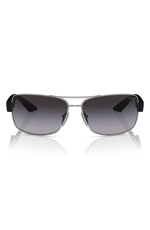 65mm Oversize Gradient Pillow Sunglasses in Silver