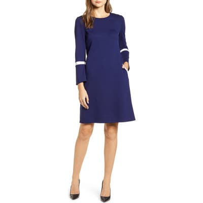 Anne Klein Bell Cuff Long Sleeve Dress, Blue