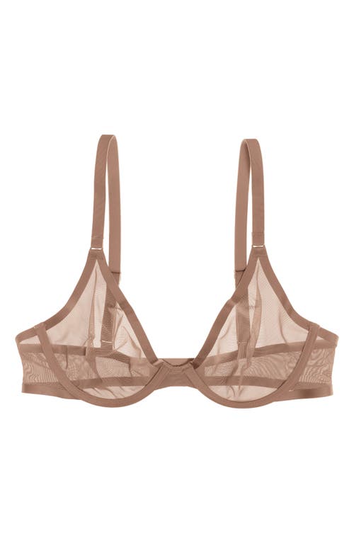 CUUP CUUP THE PLUNGE UNDERWIRE SHEER MESH BRA
