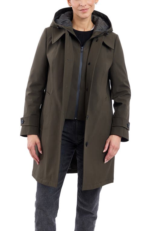 Shop London Fog Water Resistant Bonded Raincoat With Bib Detail In Olive