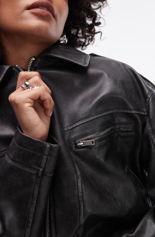 TOPSHOP TOPSHOP FAUX LEATHER BOMBER JACKET 
