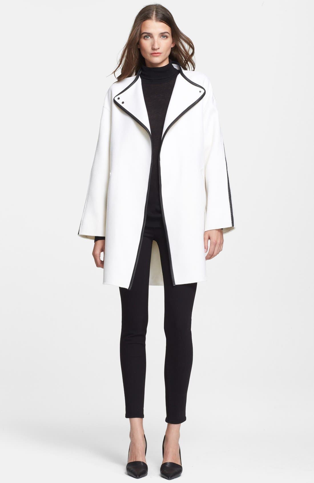 Vince Leather Trim Coat Nordstrom