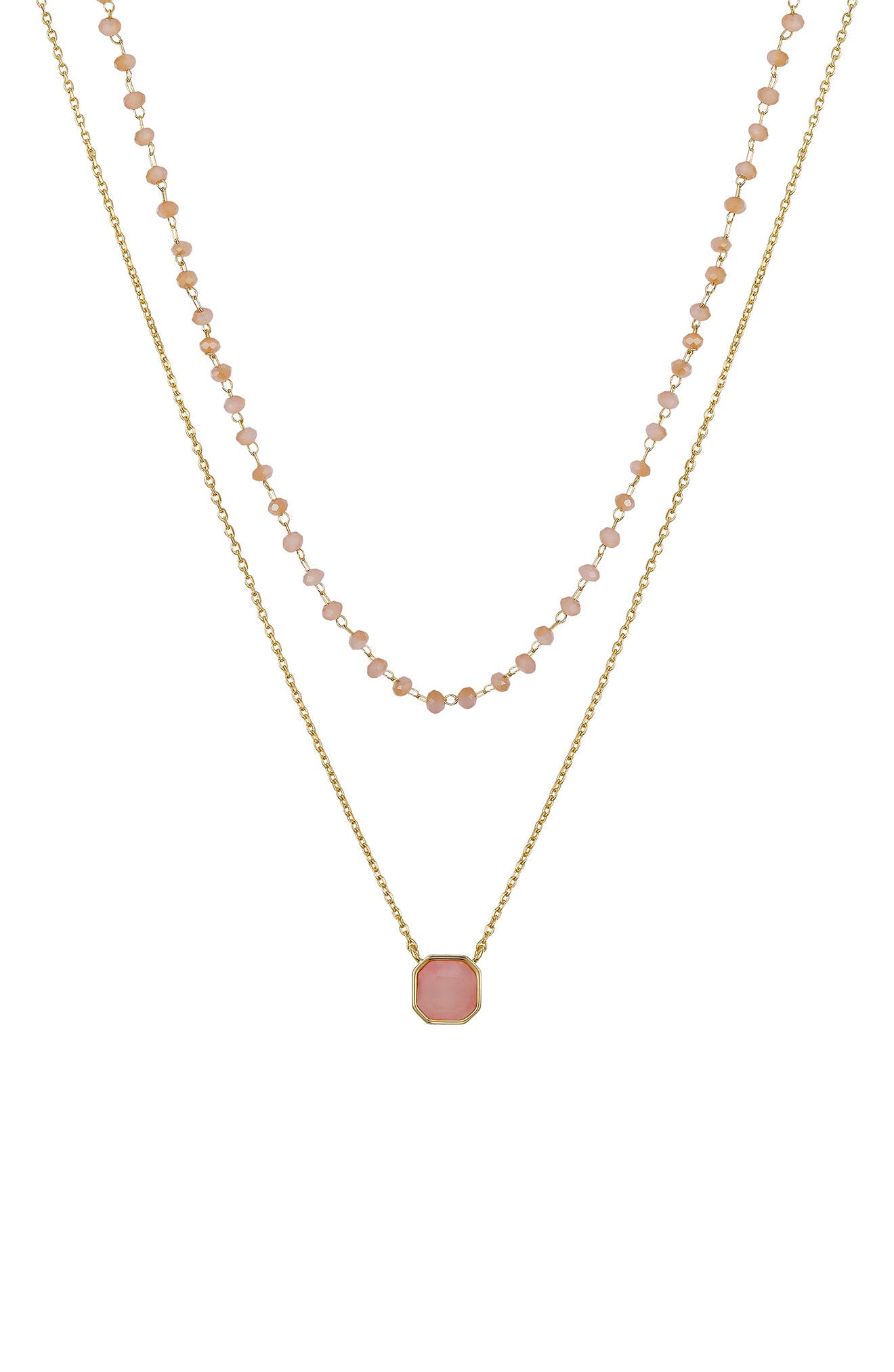 rose quartz layered necklace